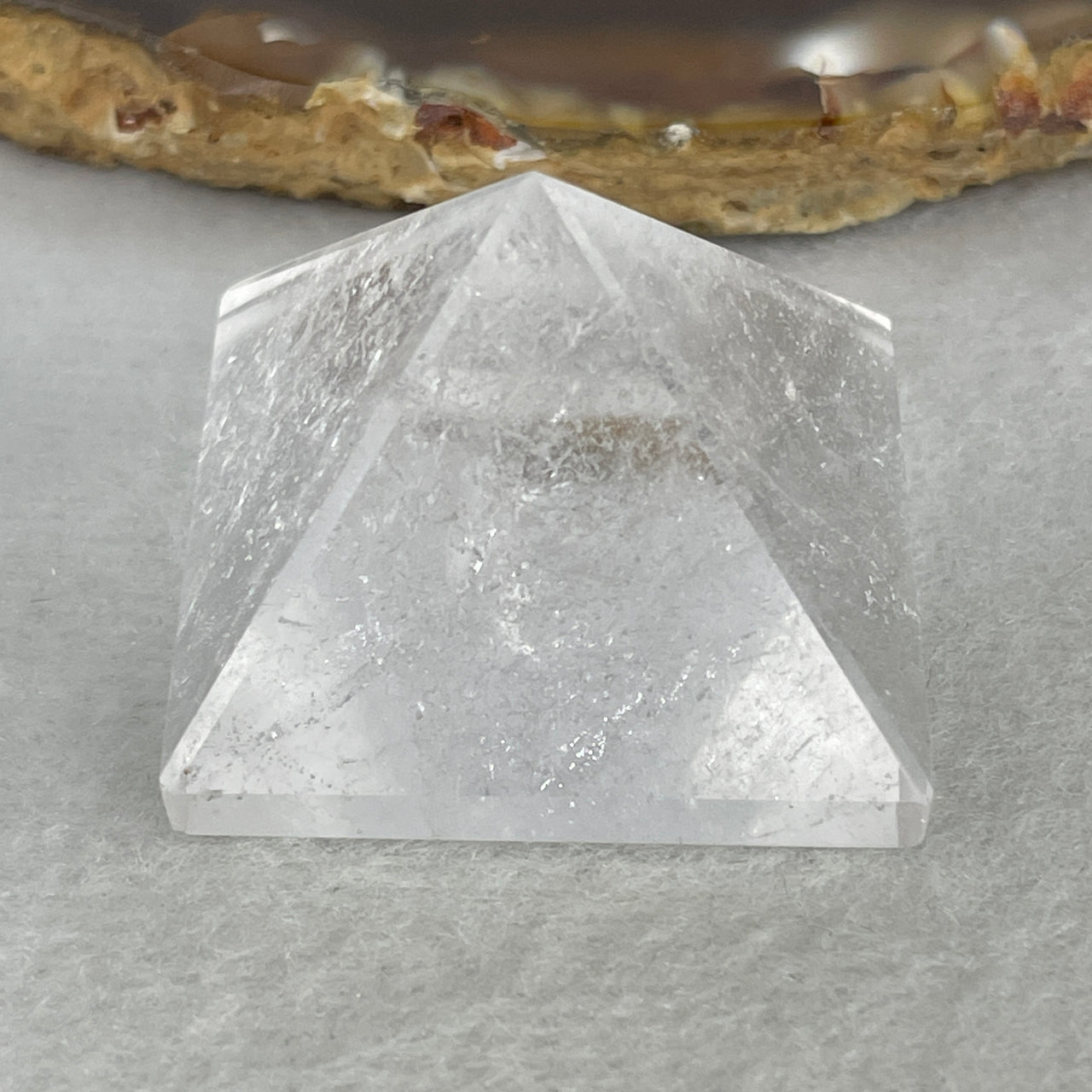 High Grade 27.09g Natural Clear Quartz Sacred Pyramid | Precision High-Clarity Energy Amplifier | Master Manifestation & Desktop Meditation Crystalline Monolith (31.8x23.5mm)