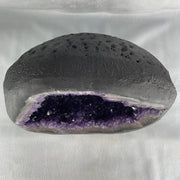 Natural Deep Intense Purple Amethyst Cave with Wooden Stand 5,981.0g 225.0 by 160.0 by 260.0mm - Huangs Jadeite and Jewelry Pte Ltd