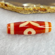Natural Powerful Tibetan Old Oily Orange Red White Agate Patina Guiren Tairen Human Dzi Bead Totem Amulet Heavenly Master (Tian Zhu) 贵人天诛 8.39g 38.7 by 11.9mm - Huangs Jadeite and Jewelry Pte Ltd