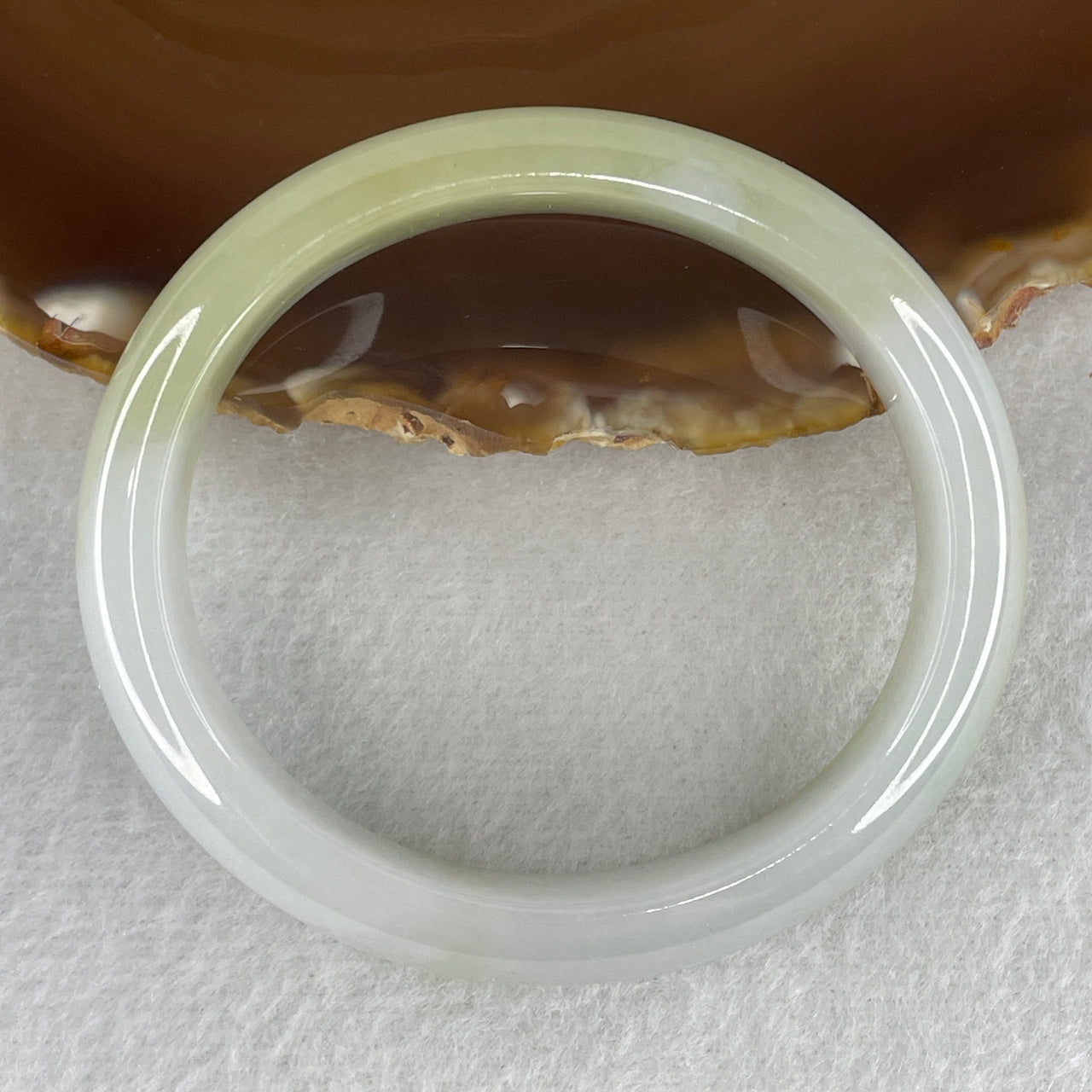 53.6mm Genuine Type A Jadeite Oval Bangle - Light Lavender with Green Patches Natural Jadeite Jewelry - 46.16g Certified Untreated Large Jade Bracelet 13.0x7.9mm (Very Very Slight Internal Lines)