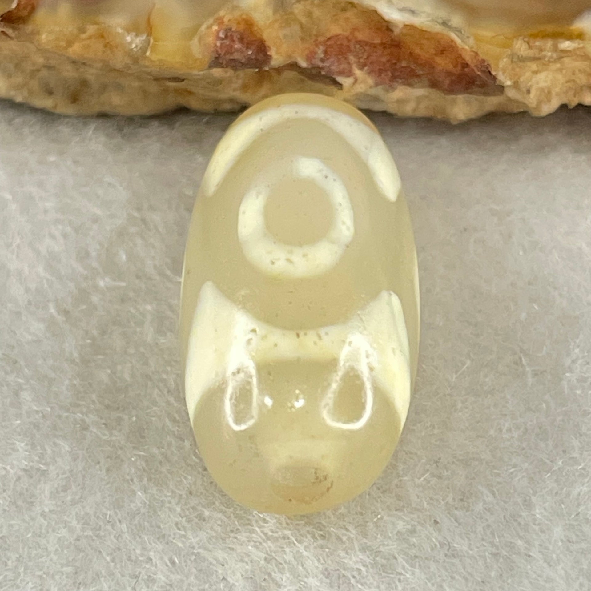 Natural Powerful Tibetan Old Oily Agate 3 Eyes Dzi Bead Heavenly Master (Tian Zhu) 三眼天诛 3.06g 19.6 by 10.2mm - Huangs Jadeite and Jewelry Pte Ltd