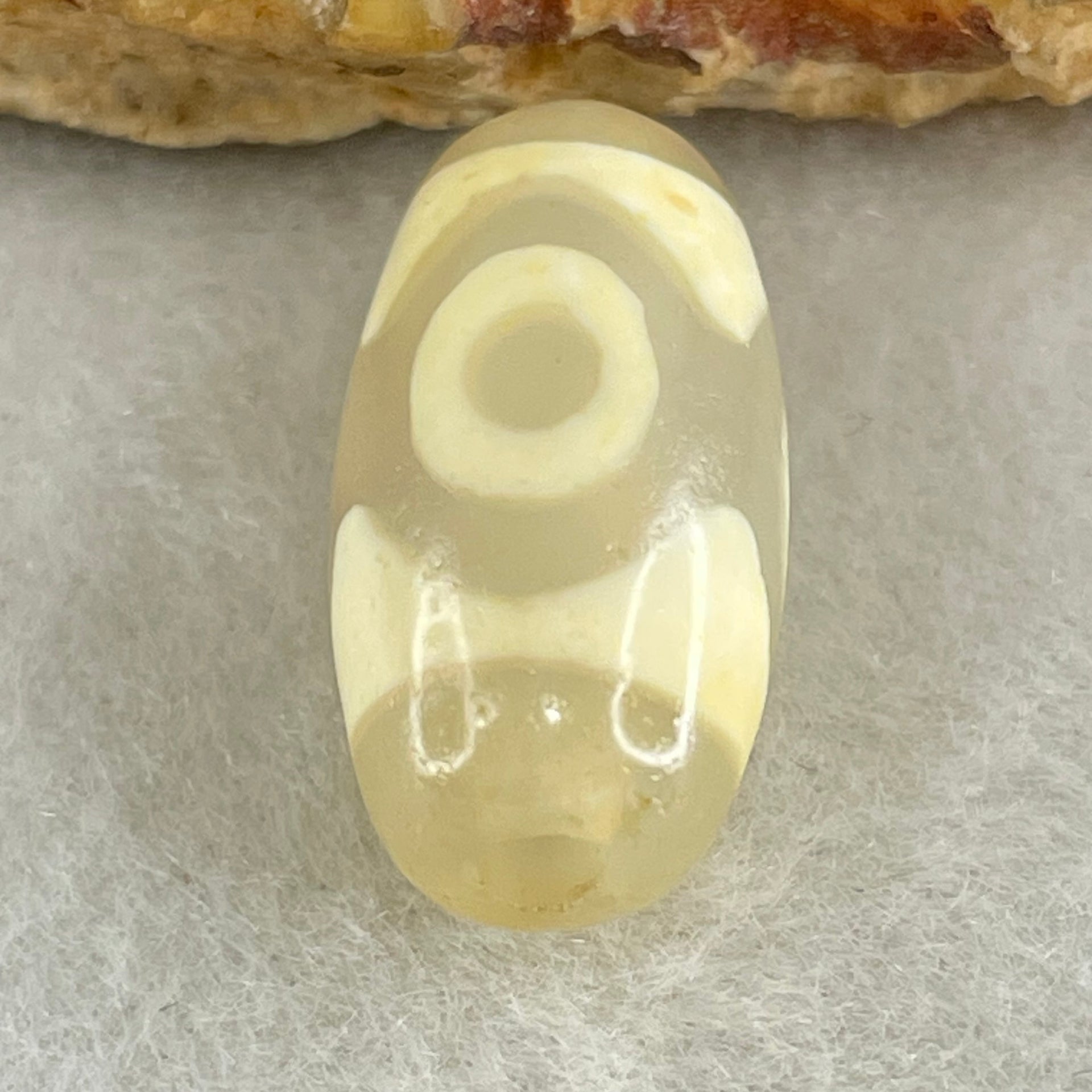 Natural Powerful Tibetan Old Oily Agate 3 Eyes Dzi Bead Heavenly Master (Tian Zhu) 三眼天诛 3.00g 20.1 by 10.4mm - Huangs Jadeite and Jewelry Pte Ltd