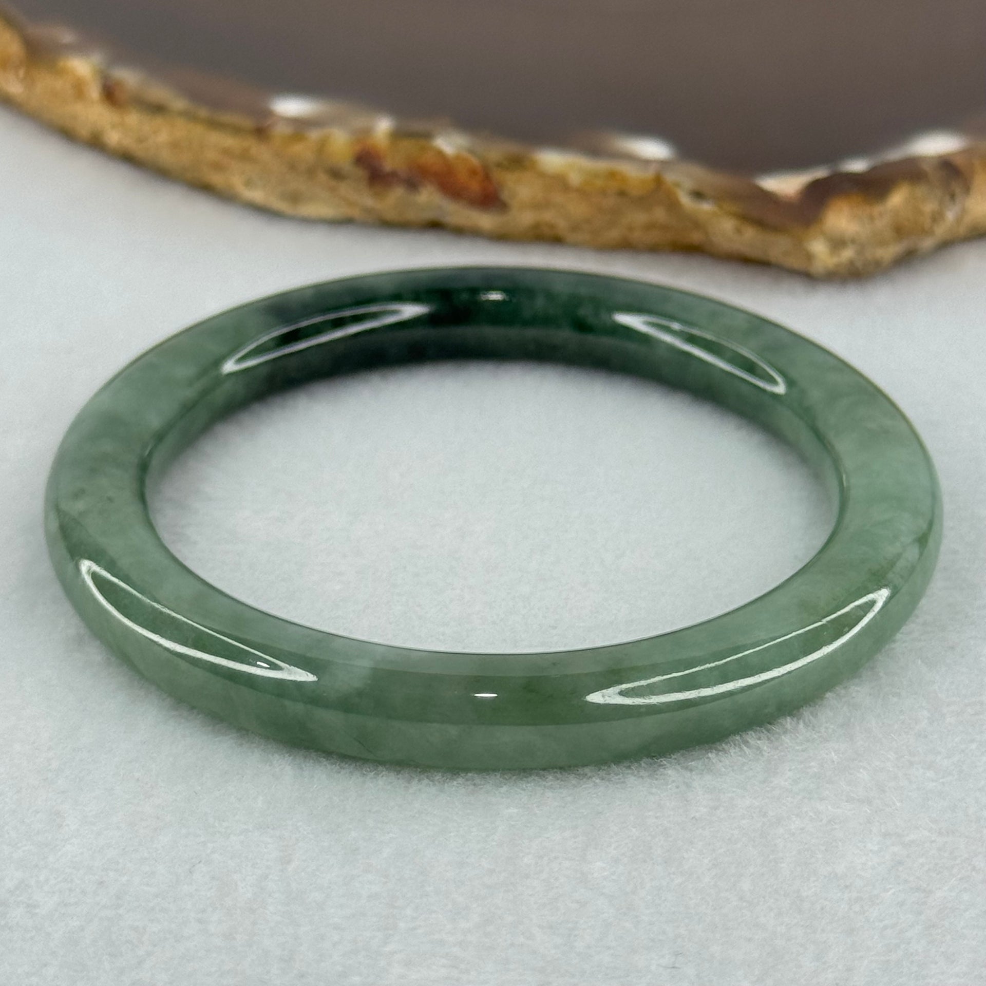 Type A Blueish Green Jadeite Bangle Internal Diameter 51.0mm 31.55g 8.0 by 8.3mm (Slight Internal Lines) - Huangs Jadeite and Jewelry Pte Ltd