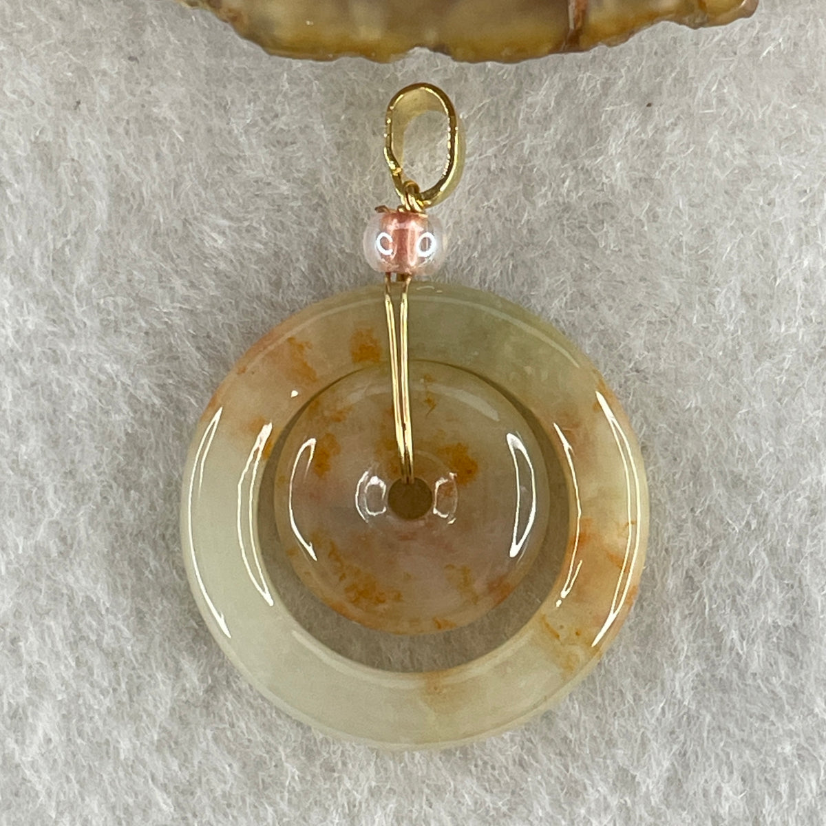 Natural Type A Brownish-Red Jadeite Double Ping An Kou Pendant | Double Peace & Endless Harmony (3.96g | Outer 22.5 x 3.8mm | Inner 13.3 x 3.6mm) - Huangs Jadeite and Jewelry Pte Ltd