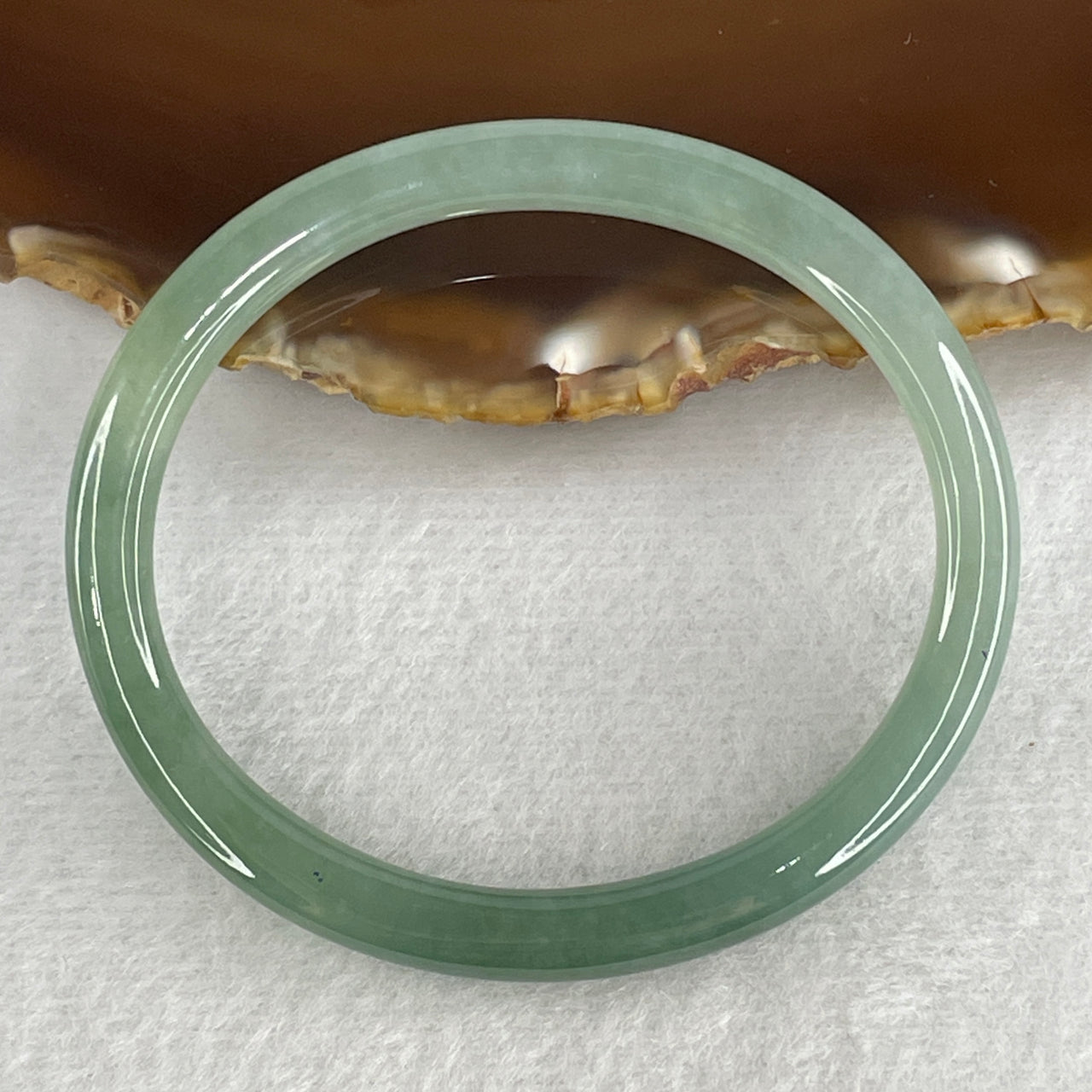 56.4mm Certified Genuine Type A Jadeite Oval Bangle - Semi Icy Light Green to Green Natural Jadeite Jewelry - 20.33g Wide Untreated Jade Bracelet for Women 6.2x6.6mm Wide (Slight Internal Line)