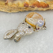 Rare Natural Blue Dumortierite Rutilated Quartz in S925 Sliver Rabbit Pendant 2.40g 10.0 by 7.1 by 5.5mm - Huangs Jadeite and Jewelry Pte Ltd