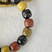 Natural Mixed Color Rose Wood Beads Bracelet 多宝珠小叶紫檀黑檀金丝楠手链 23.56g 18cm 12.2mm 16 Beads - Huangs Jadeite and Jewelry Pte Ltd