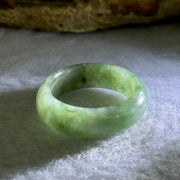 Type A Green Grey Wuji Jadeite Ring 3.90g 6.8 by 3.2mm US8 HK18 - Huangs Jadeite and Jewelry Pte Ltd