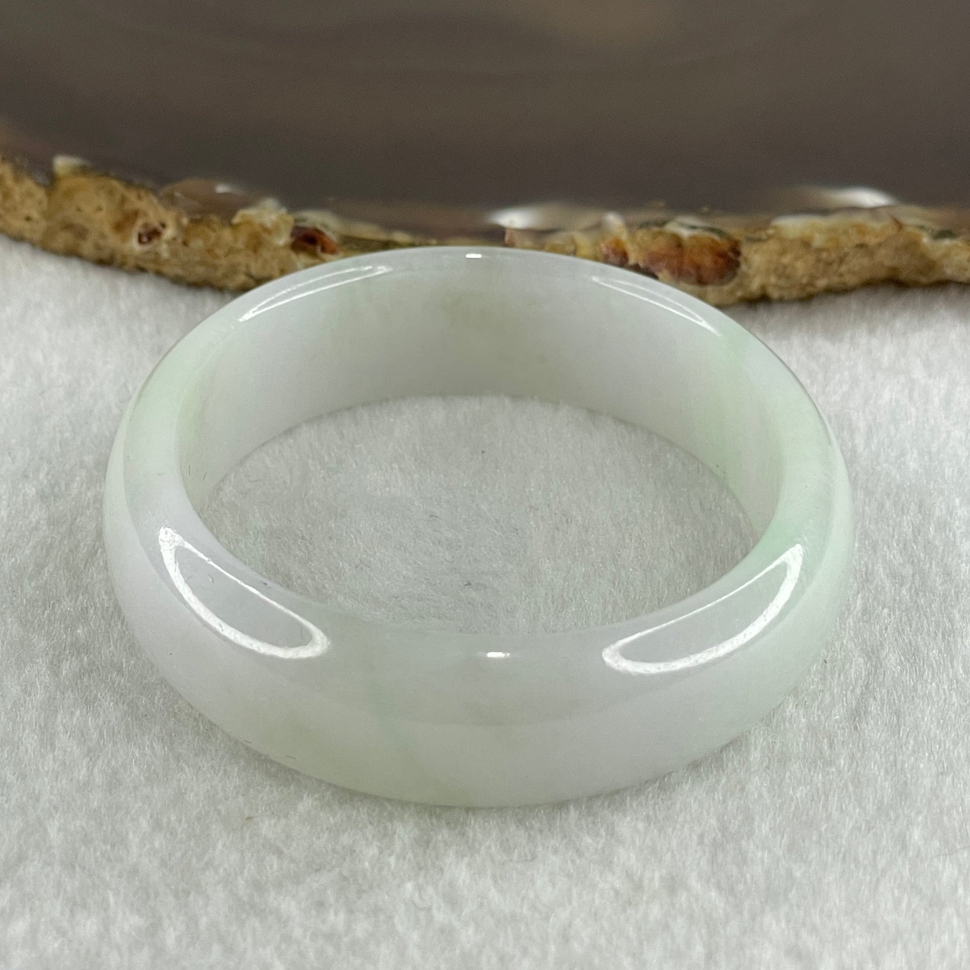 Type A Natural Light Green with Faint Lavender Jadeite Oval Bangle 39.14g Inner Diameter 53.6mm 14.0 by 6.0mm (Slight Internal Line) - Huangs Jadeite and Jewelry Pte Ltd