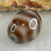 Natural Powerful Tibetan Old Oily Agate Water Wave Daluo Amulet (Tian Zhu) Dzi Bead 2.95g 13.9 by 12.3mm - Huangs Jadeite and Jewelry Pte Ltd