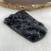 Type A Opaque Black Omphacite Jadeite Guan Yin on Dragon Pendant 36.54g 66.7 by 43.5 by 8.0mm - Huangs Jadeite and Jewelry Pte Ltd