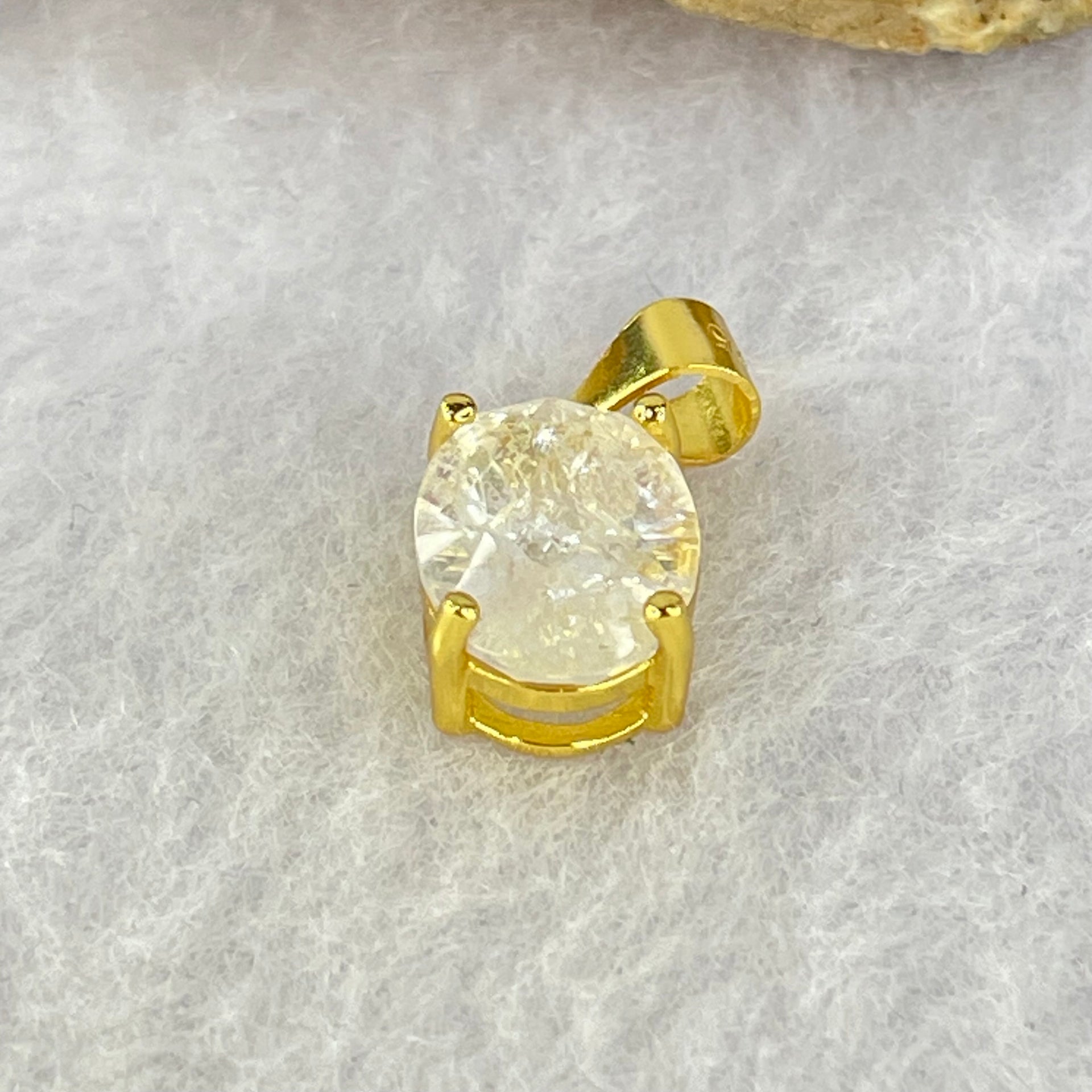 Natural Madagascar Blue Moonstone in S925 Silver Gold Color Pendant 1.17g 10.0 by 7.5 by 5.0mm - Huangs Jadeite and Jewelry Pte Ltd