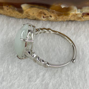 Natural Type A Semi Icy Faint Lavender Jadeite Oval Shape Cabouchon in S925 Silver Ring (Adjustable Size) 2.70g 14.8 by 11.1 by 4.5mm - Huangs Jadeite and Jewelry Pte Ltd