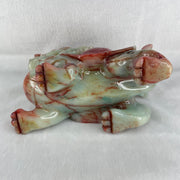 Antique Natural Red Green Marble Long Gui Dragon Turtle Pair Total Weight 2,753.5g each about 155.0 by 70.0 by 11.0mm (Slight Chips) - Huangs Jadeite and Jewelry Pte Ltd