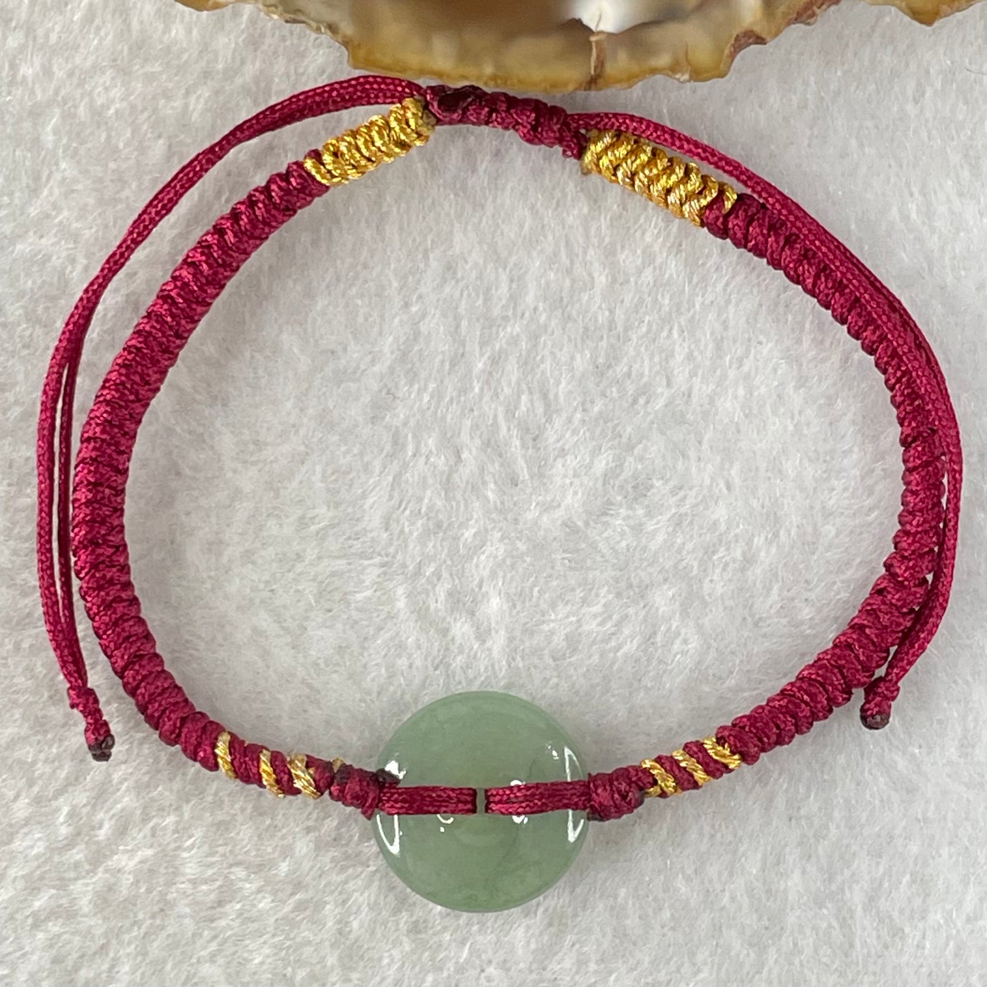 Type A Blueish Green Jadeite Ping An Kou Donut In String Bracelet 2.16g 14.4 by 3.5mm - Huangs Jadeite and Jewelry Pte Ltd