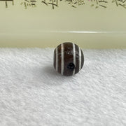 Tibetan Old 4 Lines Round Agate Dzi Bead 1.62g 10.6 by 10.1mm - Huangs Jadeite and Jewelry Pte Ltd