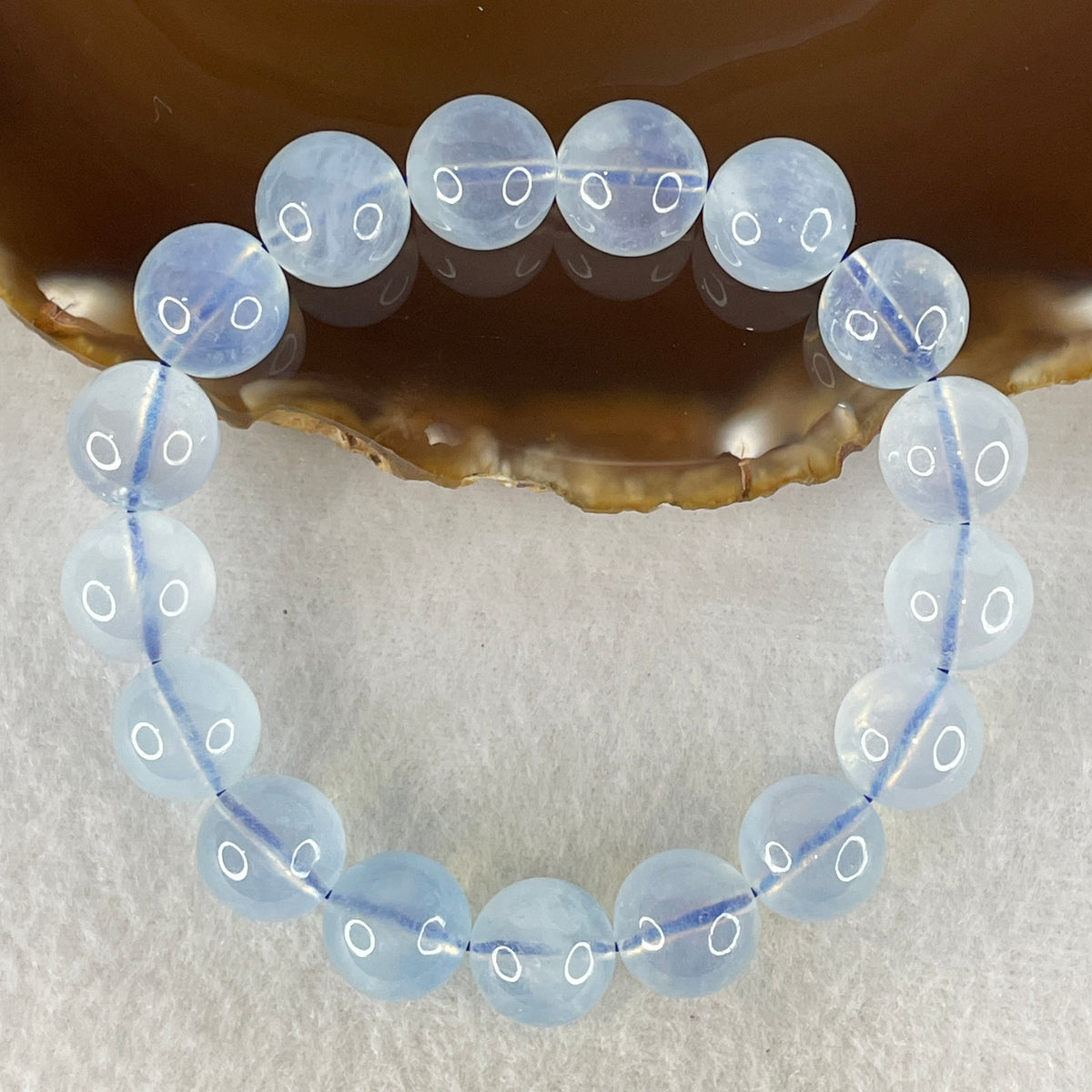 Certified Natural Average Grade Aquamarine Beads Bracelet | 17cm Strand of 17 Beads 12.8mm Gem Beads (46.00g | Serene Calm, Fluid Communication & Water Element Energy Shield)