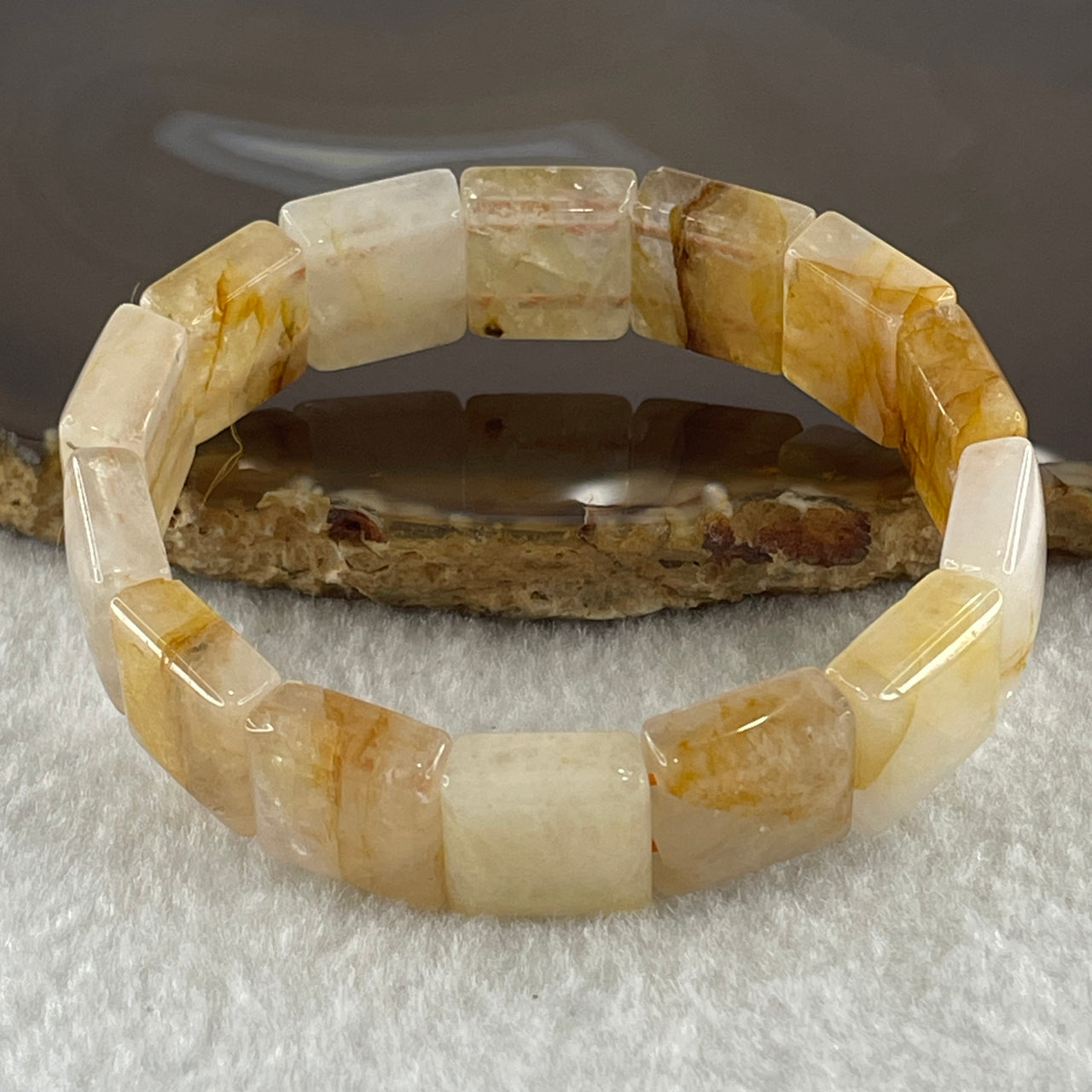 Natural Ferruginous Quartz Bracelet 39.03g 17cm 14.1 by 14.2 by 6.6mm 14 pcs - Huangs Jadeite and Jewelry Pte Ltd