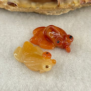 Natural Type A Yellow and Red Jadeite Pair Gold Fish Charm each 0.97g 16.9 by 9.4 by 5.5mm and 1.21g 17.0 by 9.8 by 5.7mm - Huangs Jadeite and Jewelry Pte Ltd