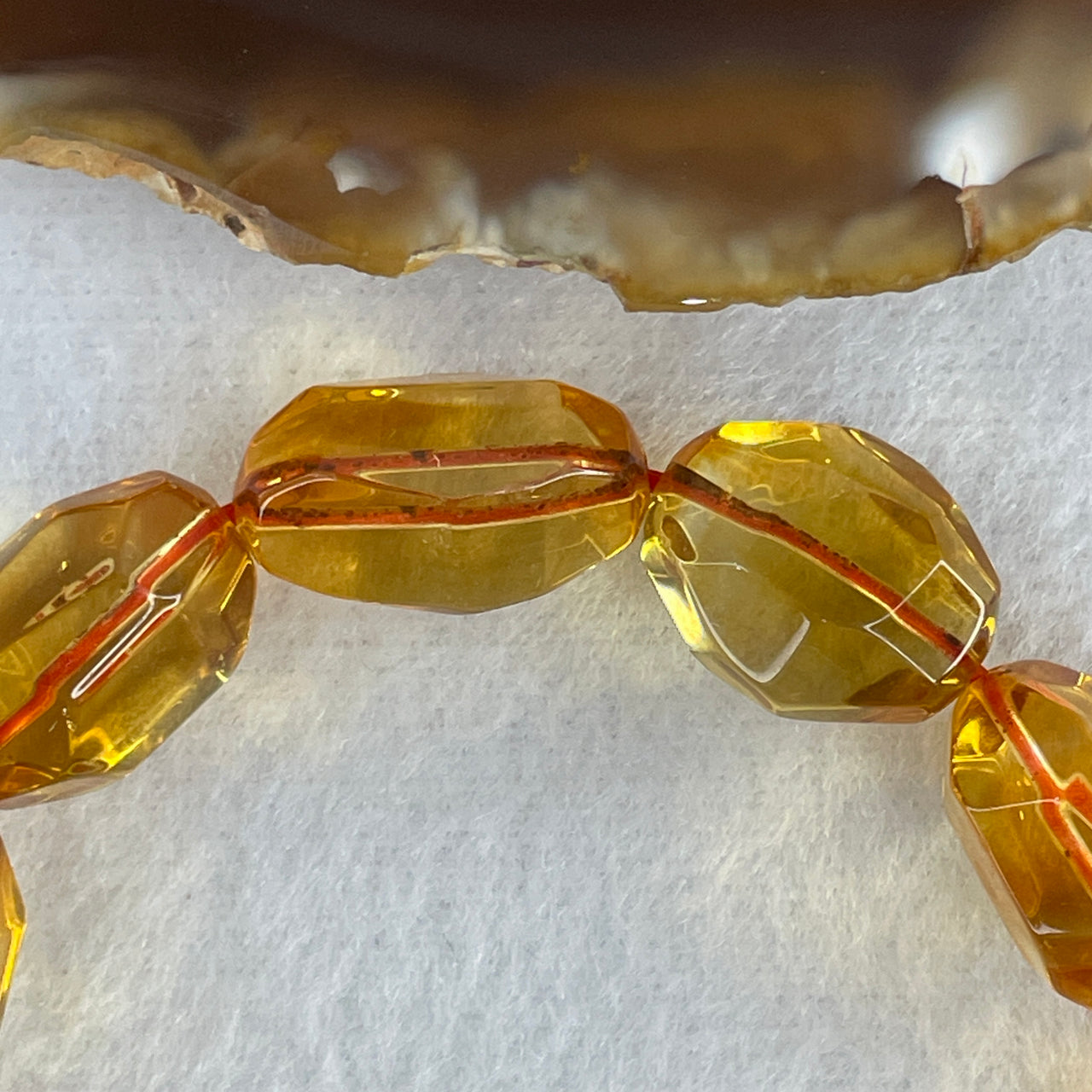 Collectors Grade Natural Intense Yellow Citrine Barrel Beads Bracelet 36.52g 16cm 13.7mm 12 Beads