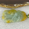 Type A Sky Blue with Yellow Patches Jadeite 9 Tail Fox for Attraction new love or partner and to prevent third party 25.62g 51.8 by 33.8 by 6.0mm - Huangs Jadeite and Jewelry Pte Ltd