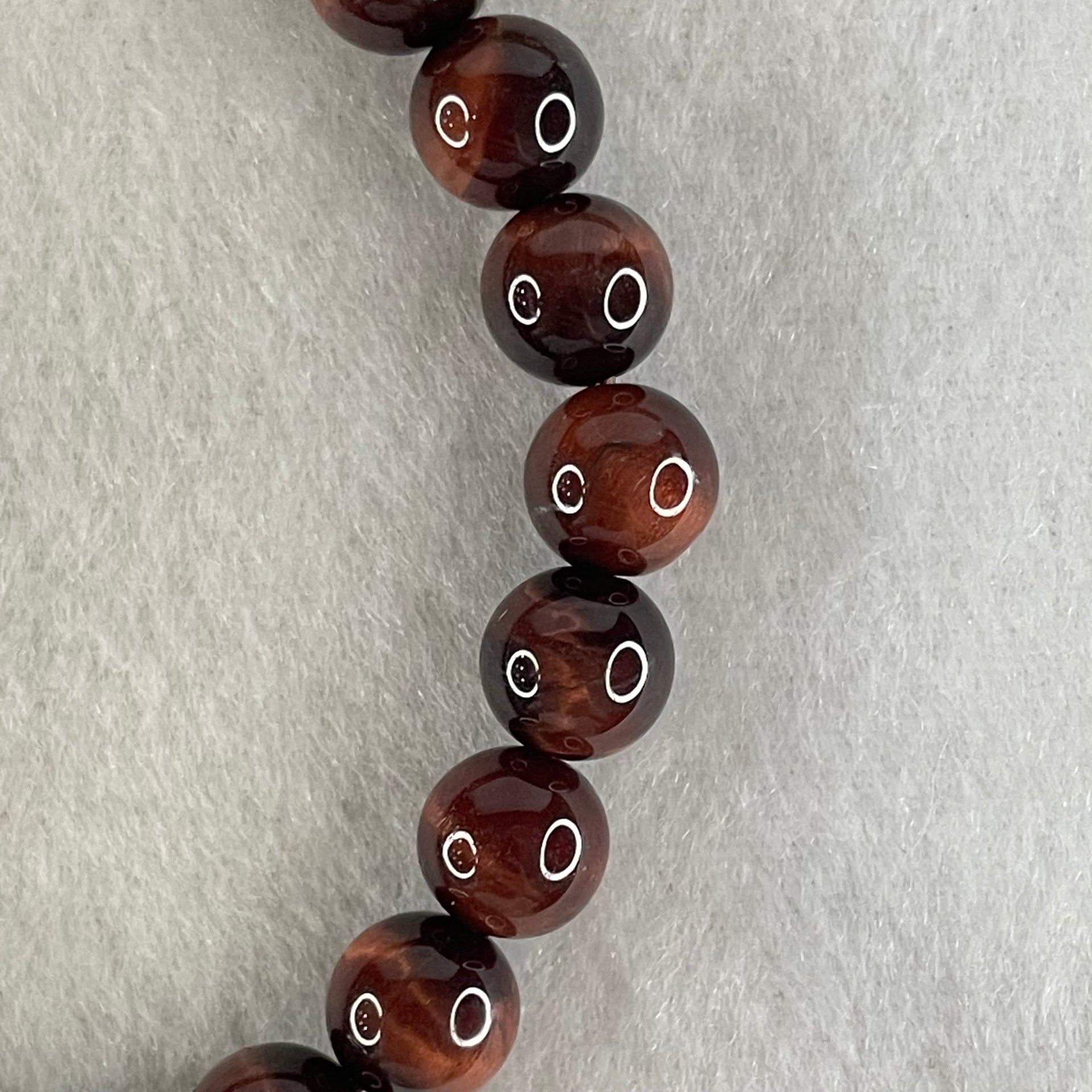 Natural Red Tiger's Eye Quartz Beads Bracelet 18.23g 15.5cm 8.4mm 23 Beads - Huangs Jadeite and Jewelry Pte Ltd