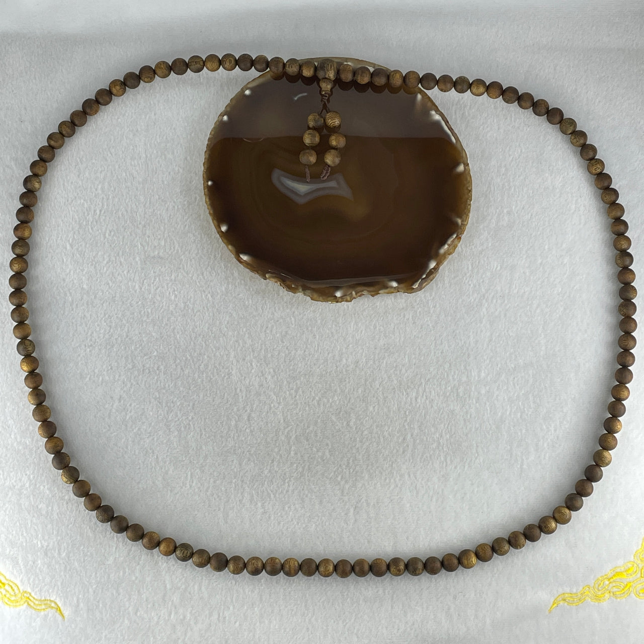 Certified Natural China Hainan Agarwood Beads Necklace 44.04g 104cm 10.4mm 108 Beads