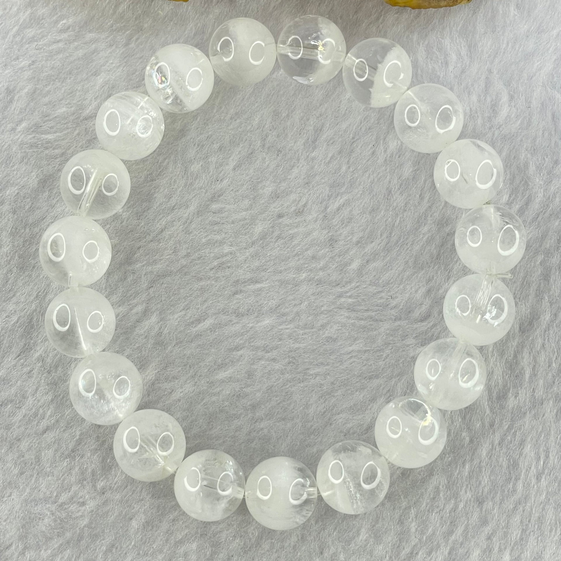 Natural White Phantom Quartz Beads Bracelet 31.98g 17cm 10.8mm 19 Beads - Huangs Jadeite and Jewelry Pte Ltd