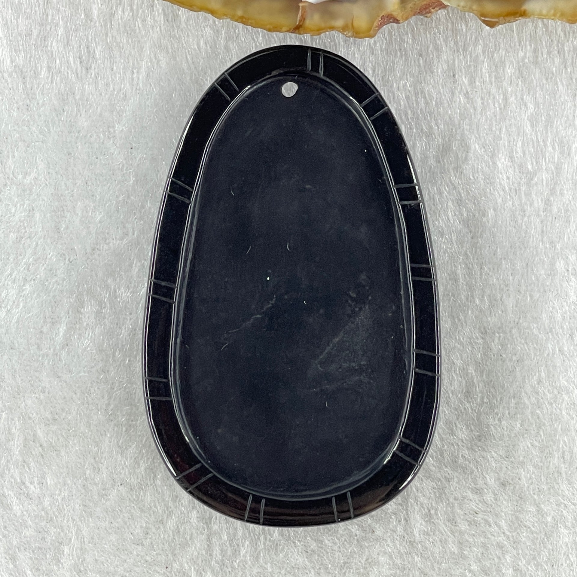 Type A Opaque to Partial Translucent Black Omphacite Jadeite Da ri ru lai 大日如來 Vairocana Buddha Pendant Goat and Monkey Zodiac Guardian 17.20g 53.0 by 32.9 by 9.6mm - Huangs Jadeite and Jewelry Pte Ltd