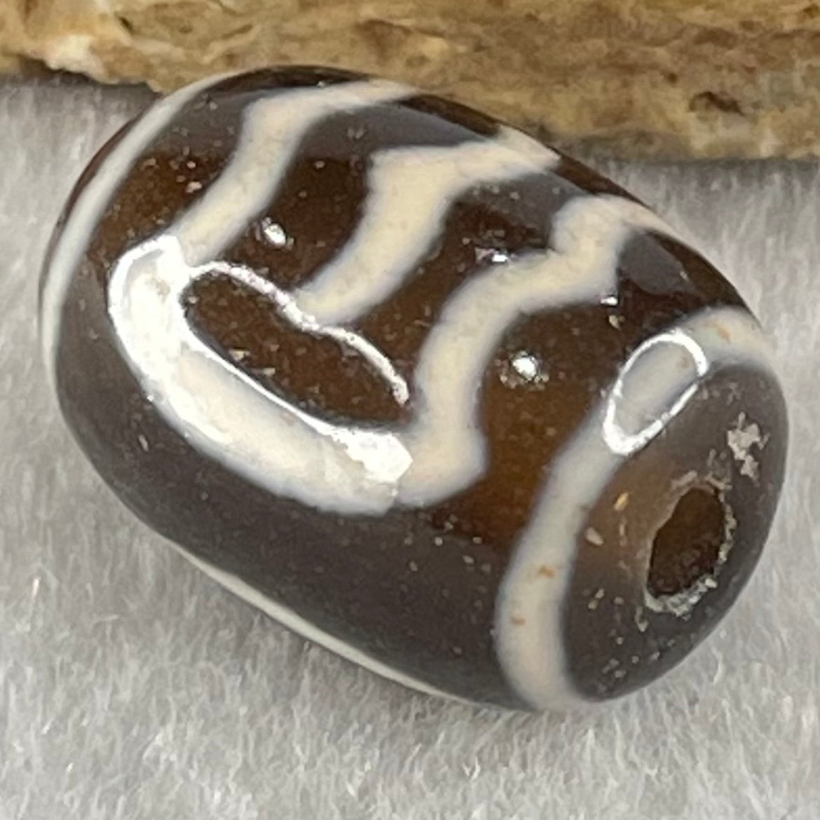 Natural Powerful Tibetan Old Oily Agate Double Garuda Dzi Bead Heavenly Master (Tian Zhu) 3.96g 16.9 by 12.2mm - Huangs Jadeite and Jewelry Pte Ltd