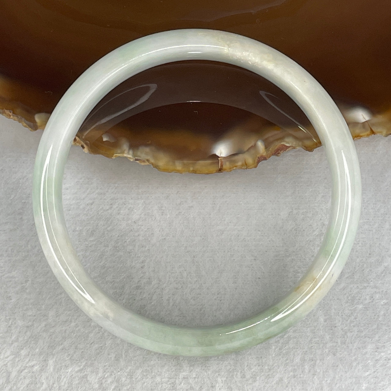 59.8mm Genuine Jadeite Bangle Type A - Green Floating Flowers - 42.89g Natural Light Green Jadeite Jewelry 12.5x6.6mm Wide (Slight External Rough and Internal Lines)