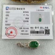 Type A Natural Old Mine Green Jadeite Cabochon 15.6 by 11.3 by 4.0m Stone for Setting 17.72g (On Silver Pendant Mold) - Huangs Jadeite and Jewelry Pte Ltd