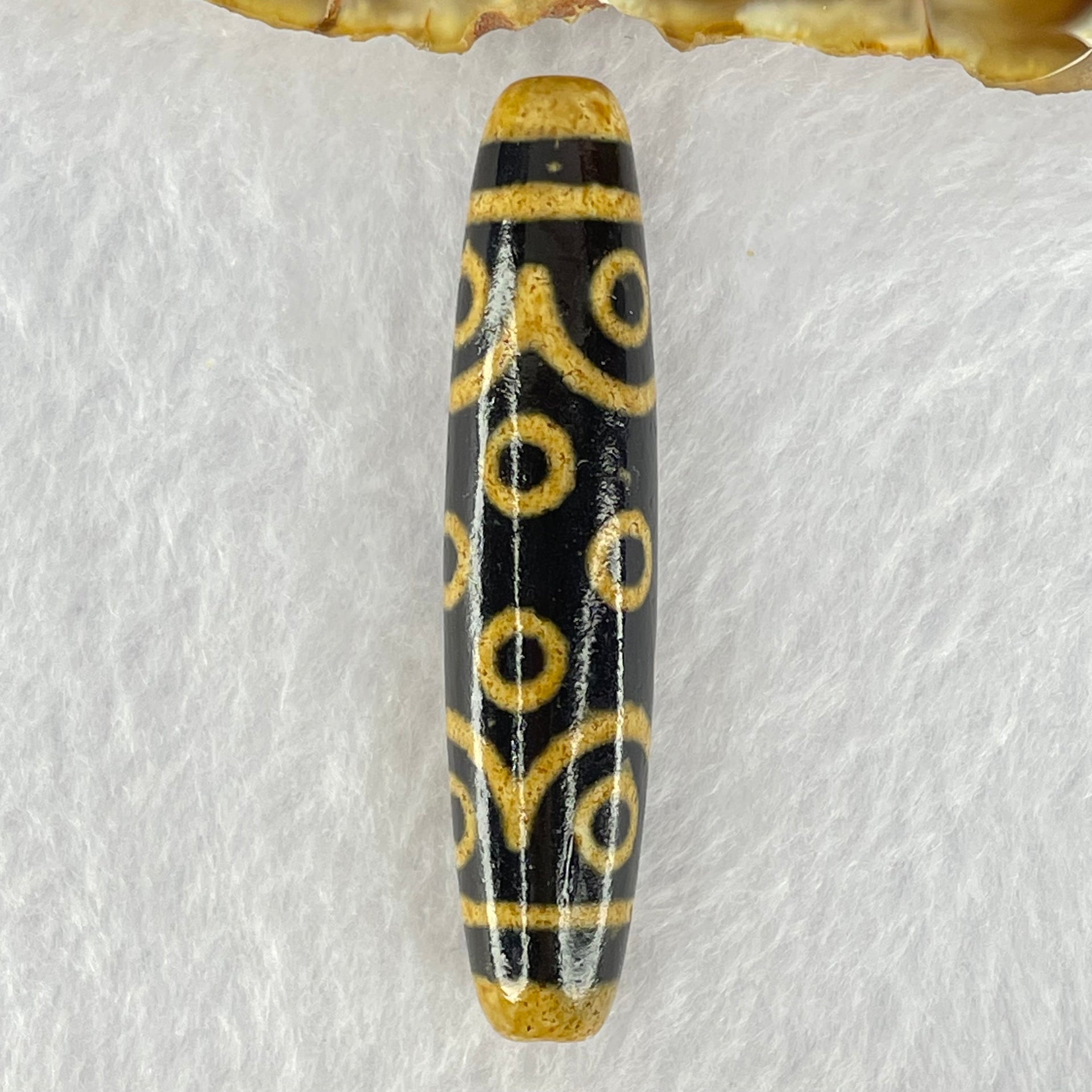 Natural Powerful Tibetan Old Oily Dark and Light Brown Agate 15 Eyes Dzi Bead Heavenly Master (Tian Zhu) 十五眼天诛 15.03g 59.9 by 13.4mm - Huangs Jadeite and Jewelry Pte Ltd