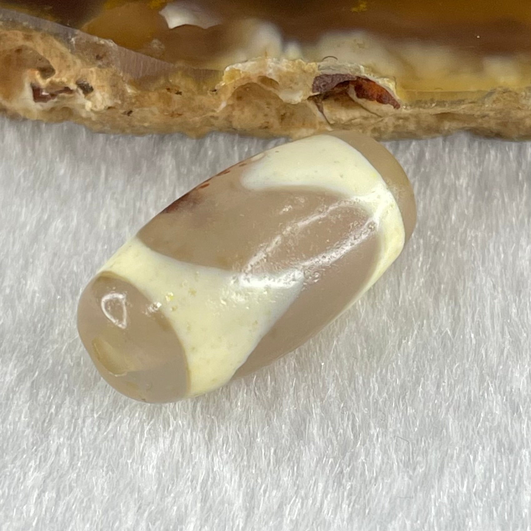 Natural Powerful Tibetan Old Oily Agate Tiger Tooth Daluo Dzi Bead Heavenly Master (Tian Zhu) 虎呀天诛 2.99g 19.7 by 10.2mm - Huangs Jadeite and Jewelry Pte Ltd