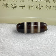Natural Powerful Tibetan Old Oily Agate 3 Striped Dzi Bead Heavenly Master (Tian Zhu) 三条纹天诛 4.75g 28.7 by 10.3mm - Huangs Jadeite and Jewelry Pte Ltd