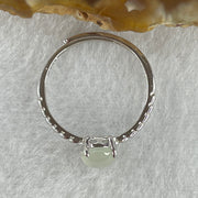 Natural Type A Semi Icy Faint Green Jadeite Oval Shape Cabouchon in S925 Silver Ring (Adjustable Size) 1.50g 7.9 by 6.3 by 3.5mm - Huangs Jadeite and Jewelry Pte Ltd