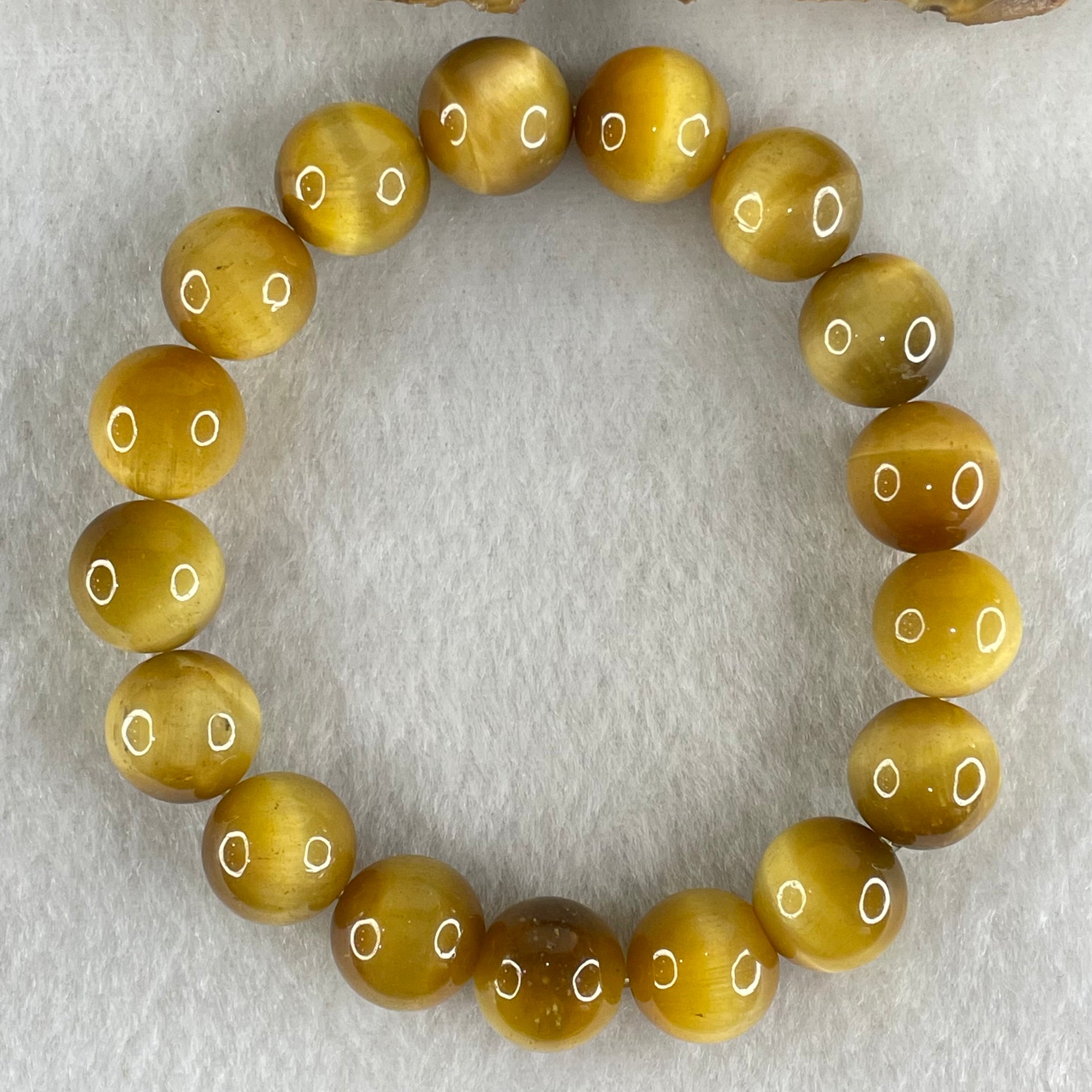 Good Grade Natural Yellow Tiger Eye Quartz Beads Bracelet 天然黄虎眼手链 40.15g 16cm 12.2mm 17 Beads - Huangs Jadeite and Jewelry Pte Ltd