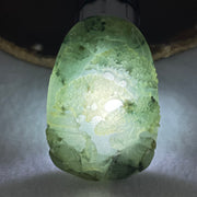 Type A Semi Icy Green with Dark Green Piao Hua Jadeite Shan Shui Gui Ren Benefactor Pendant 53.05g 59.6 by 40.3 by 10.7mm - Huangs Jadeite and Jewelry Pte Ltd
