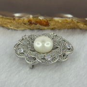 Natural white Pearl with Crystals in Sliver Flower Brooch and Pendant 10.26g 11.2mm - Huangs Jadeite and Jewelry Pte Ltd