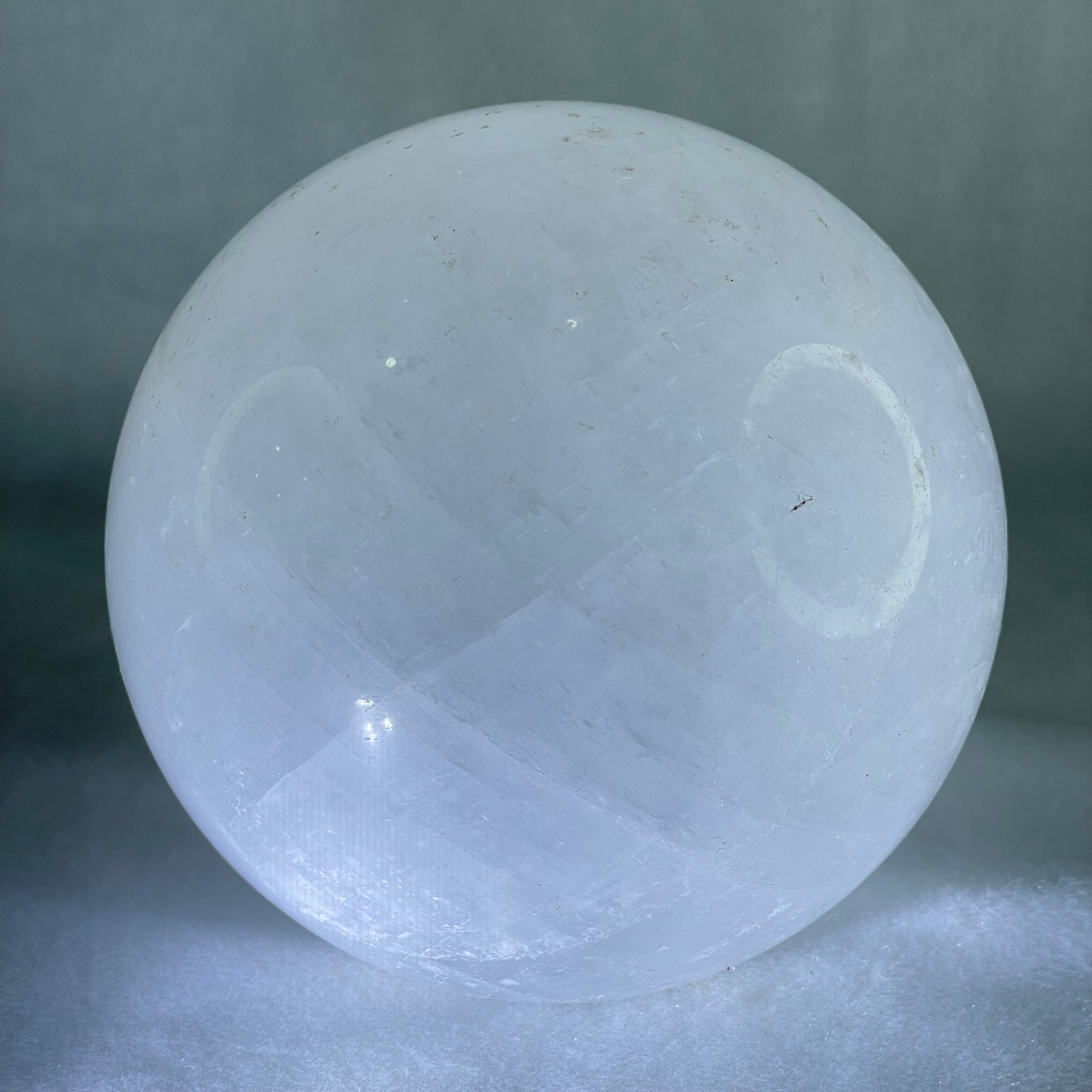 Natural Milky White Quartz Crystal Sphere Ball with Wooden Stand 1,706.3g 103.0 by 130.0mm - Huangs Jadeite and Jewelry Pte Ltd