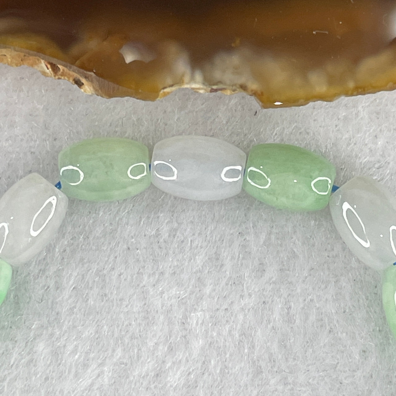 Certified Natural Type A Apple Green with Light Lavender Jadeite Lulutong Beads Bracelet 14.32g 15cm 6.4mm 20 Beads
