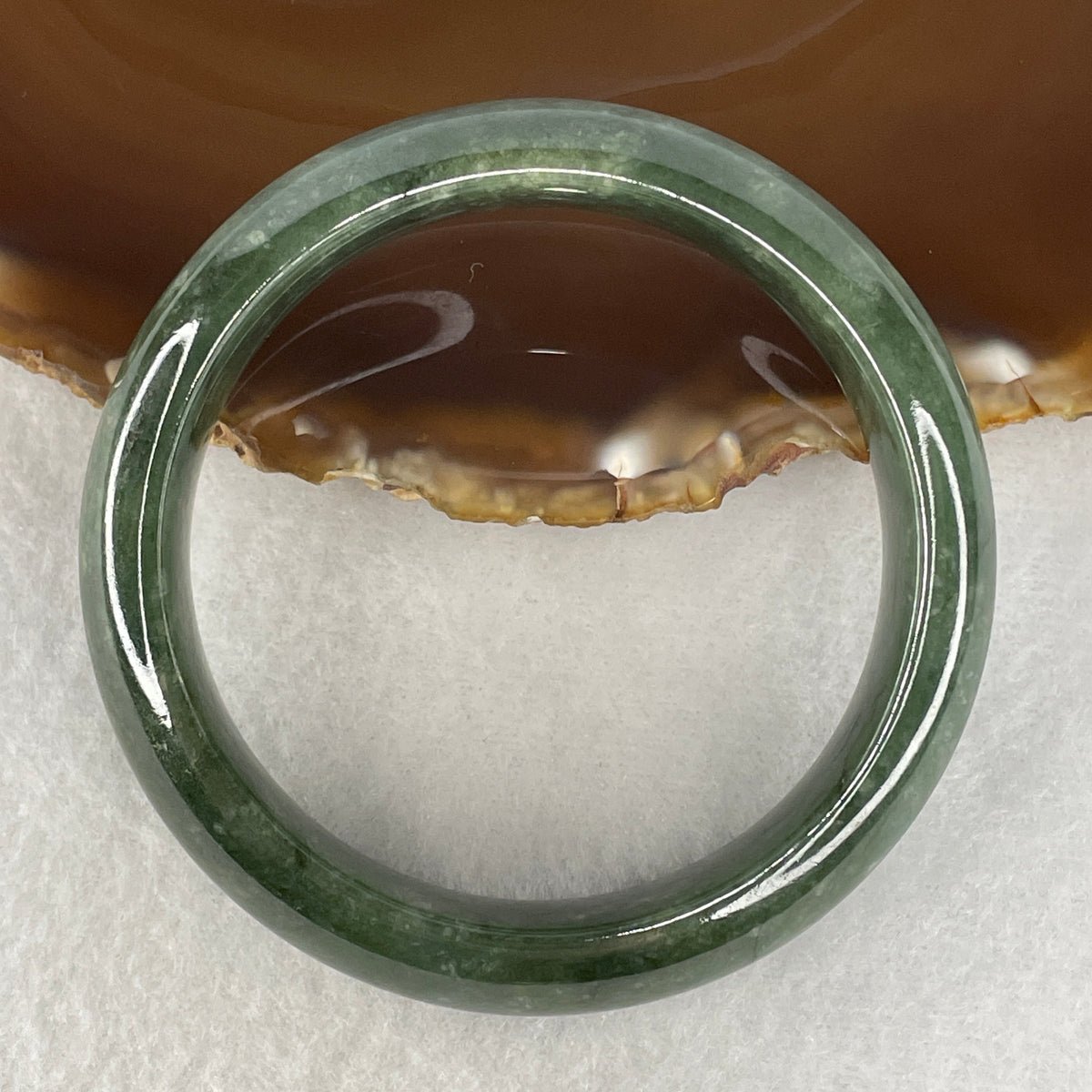 Natural Type A Jadeite Bangle | Blueish Green (63.02g | 55.8mm Inner Diameter | 14.4 x 8.9mm) (Slight Internal Line)