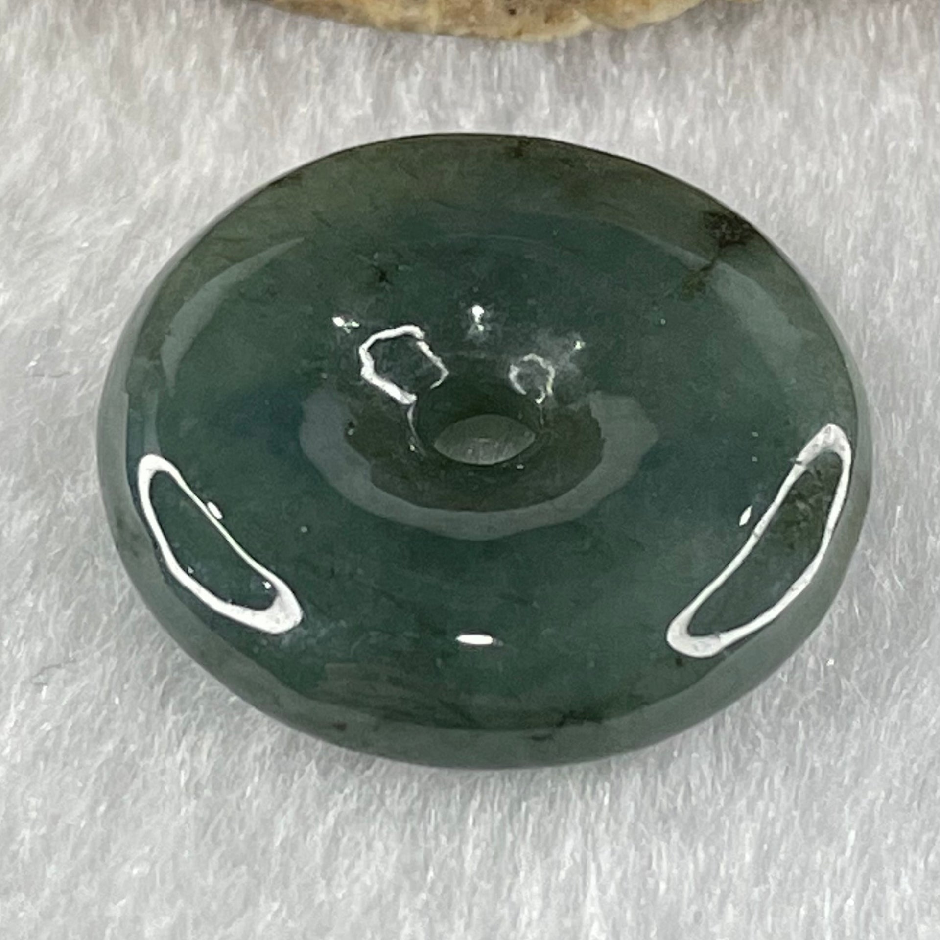 Type A Dark Blueish Green Jadeite Ping An Kou Donut Pendant 4.74g 21.3 by 5.0mm - Huangs Jadeite and Jewelry Pte Ltd