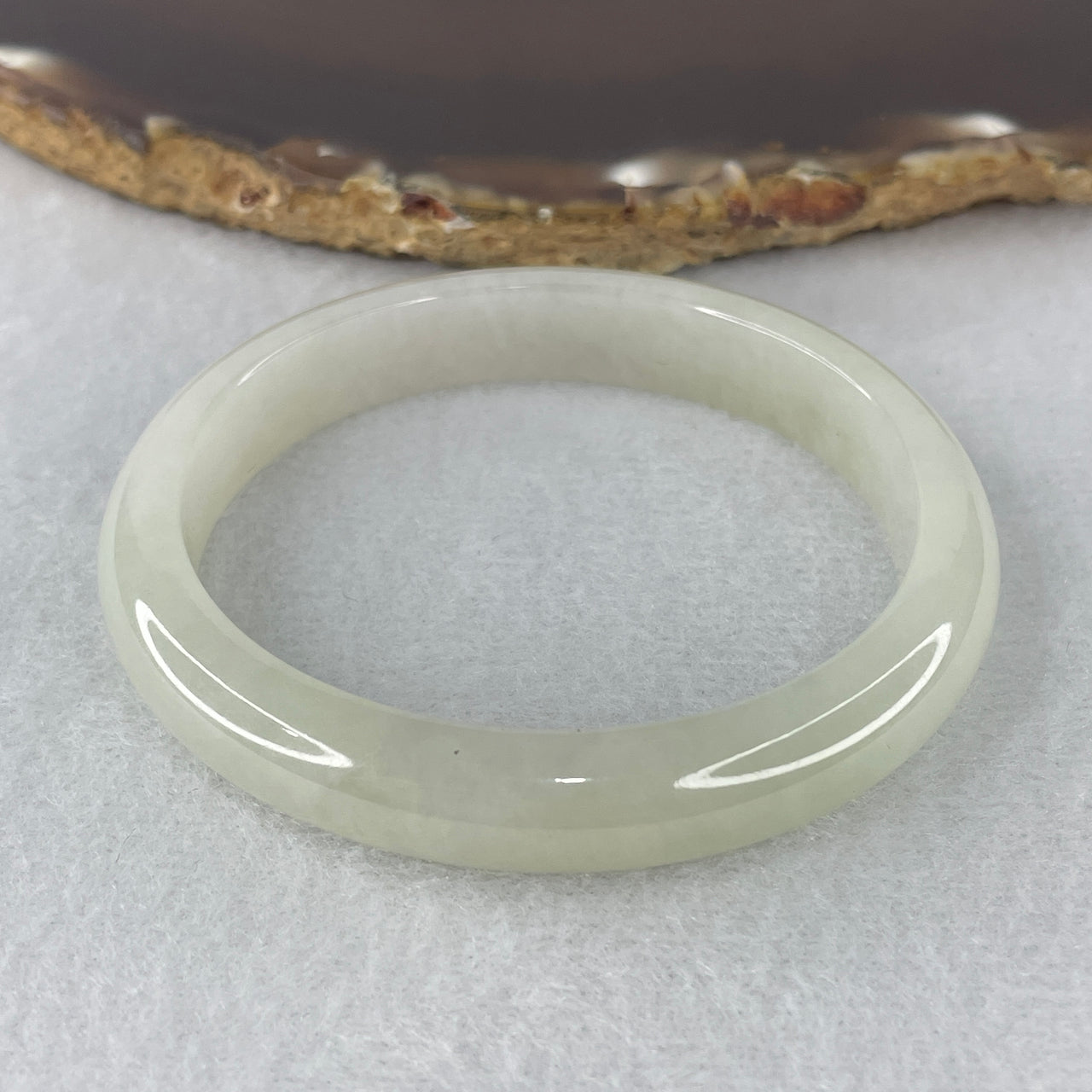 Certified Natural Type A Jelly Light Green Jadeite Oval Bangle | "Liquid Jade" Protection & Serenity Bangle (30.43g 9.8x6.6mm | 52.1mm | Very Very Slight Internal Line)