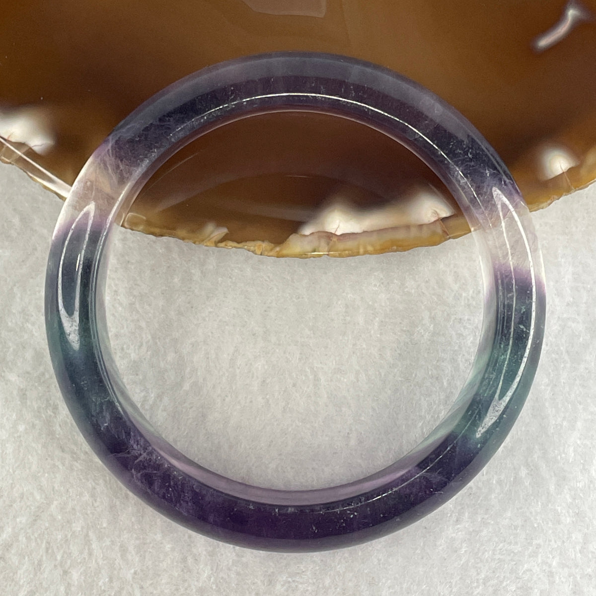 Natural Green & Purple Fluorite Bangle | (54.22g | 54.9mm Inner Diameter | 13.7x8.3mm | Very Very Slight Natural Internal Line | Heart, Third Eye & Crown Chakra Synergy, Mental Clarity, Spiritual Protection & Inner Peace)