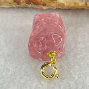Natural Strawberry Quartz Fortune Cat Charm 4.18g 17.4 by 13.1 by 10.2mm - Huangs Jadeite and Jewelry Pte Ltd