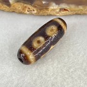 Aged Natural Powerful Tibetan Old Oily Agate 3 Eyes Dzi Bead Heavenly Master (Tian Zhu) 三眼天诛 5.09g 28.4 by 10.7mm - Huangs Jadeite and Jewelry Pte Ltd