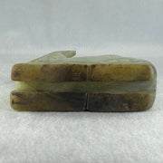 Natural Green Serpentine Deer with Longevity Peach Display 1,043.6g 135.0 by 43.0 by 115.0mm - Huangs Jadeite and Jewelry Pte Ltd