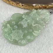 Type A Light Blueish Green (Sky Blue) Jadeite Double Sided Water Dragon Pendant 85.98g 79.4 by 51.9 by 13.7mm - Huangs Jadeite and Jewelry Pte Ltd