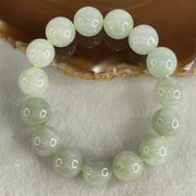 Type A Light Green Light Lavender Jadeite Beads Bracelet 81.20g 17cm 14.9mm 15 Beads (Slight Internal Lines) - Huangs Jadeite and Jewelry Pte Ltd